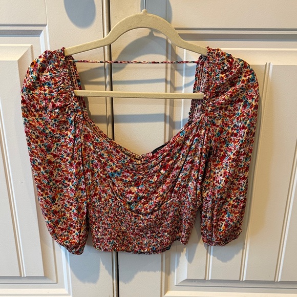 AFRM Tops - AFRM Mari Floral Smocked Blouse